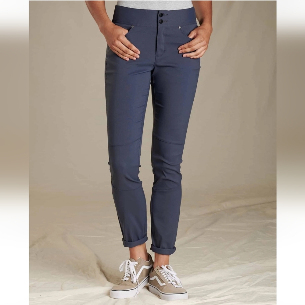 TOAD & CO WOMENS FLEXTIME SKINNY PANT Gray Water Resistant Streatchy Elastic 10